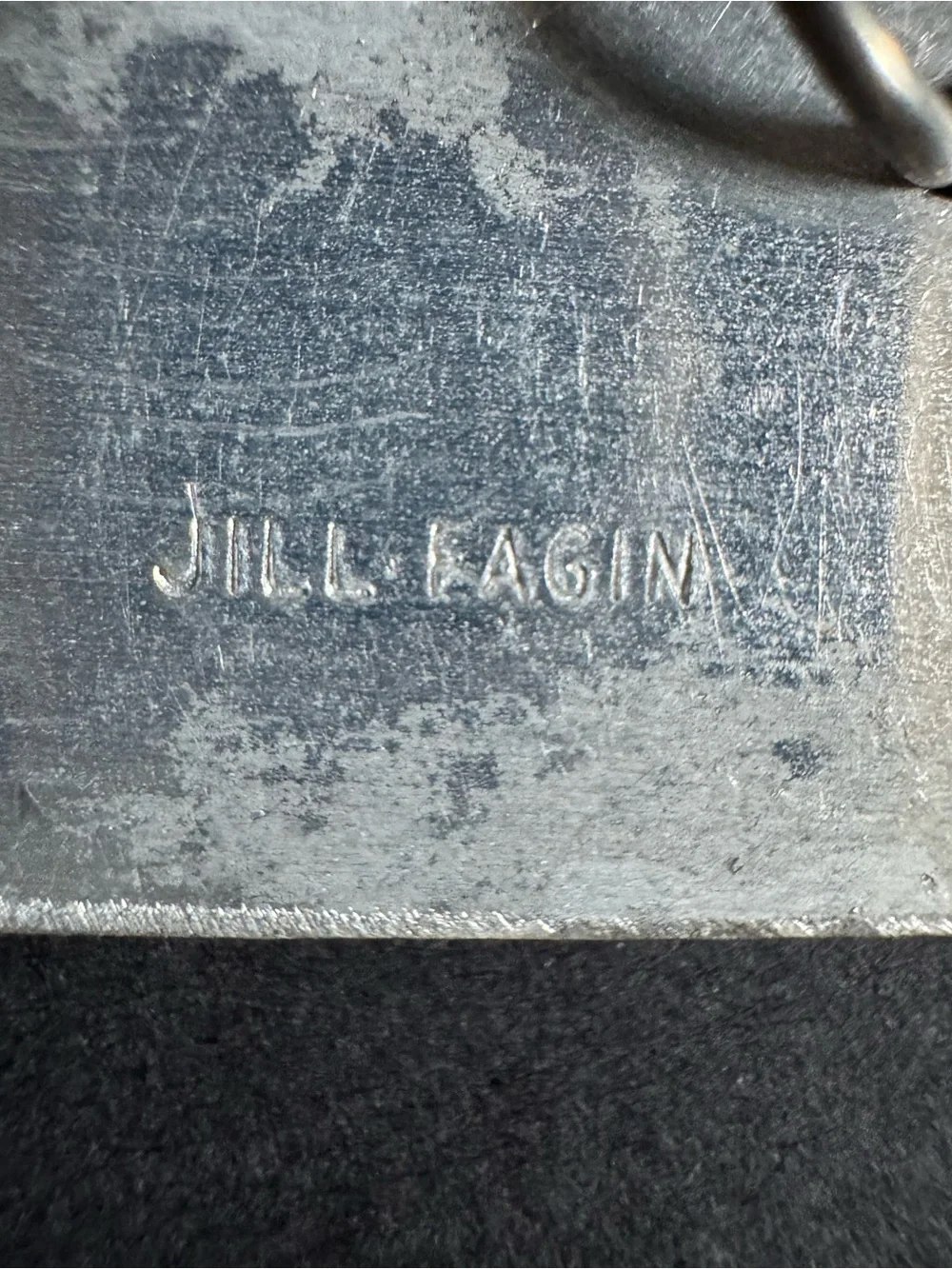 Vtg Jill Fagin Aluminum Architectural Modernist Brooch Pin Statement Signed